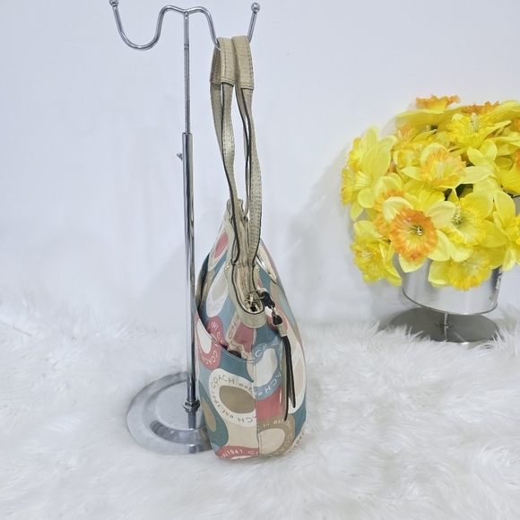 Coach Soho Sateen multicolor Purse Shoulder Hand Bag Polka Dot Logo - Picture 6 of 16